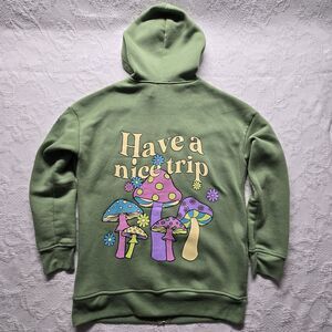 Faded Rose Green Oversized Mushroom Jacket Small Hippie Baggy Psychedelic Daisy